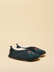 Joules Kids Slippet Green Embroidered Slipper - Image 1 of 6