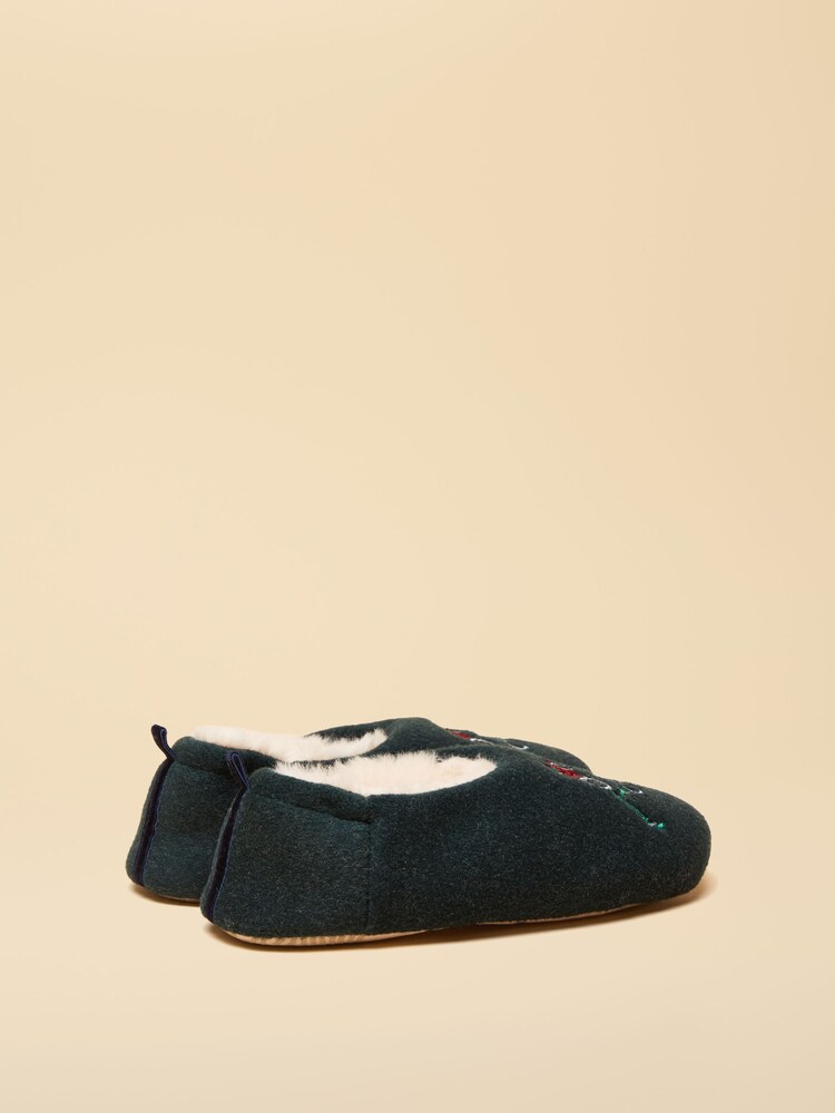 Joules Kids Slippet Green Embroidered Slipper - Image 2 of 6 Joules Kids Slippet Green Embroidered Slipper - Image 2 of 6