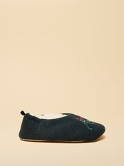 Joules Kids Slippet Green Embroidered Slipper - Image 3 of 6