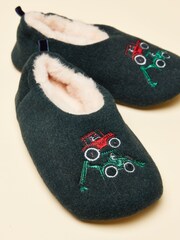 Joules Kids Slippet Green Embroidered Slipper - Image 4 of 6