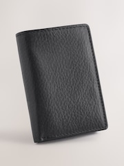 Black Leather Grainy Trifold Wallet - Image 1 of 4