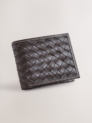 Brown Leather Woven Stitch Wallet - Image 1 of 4