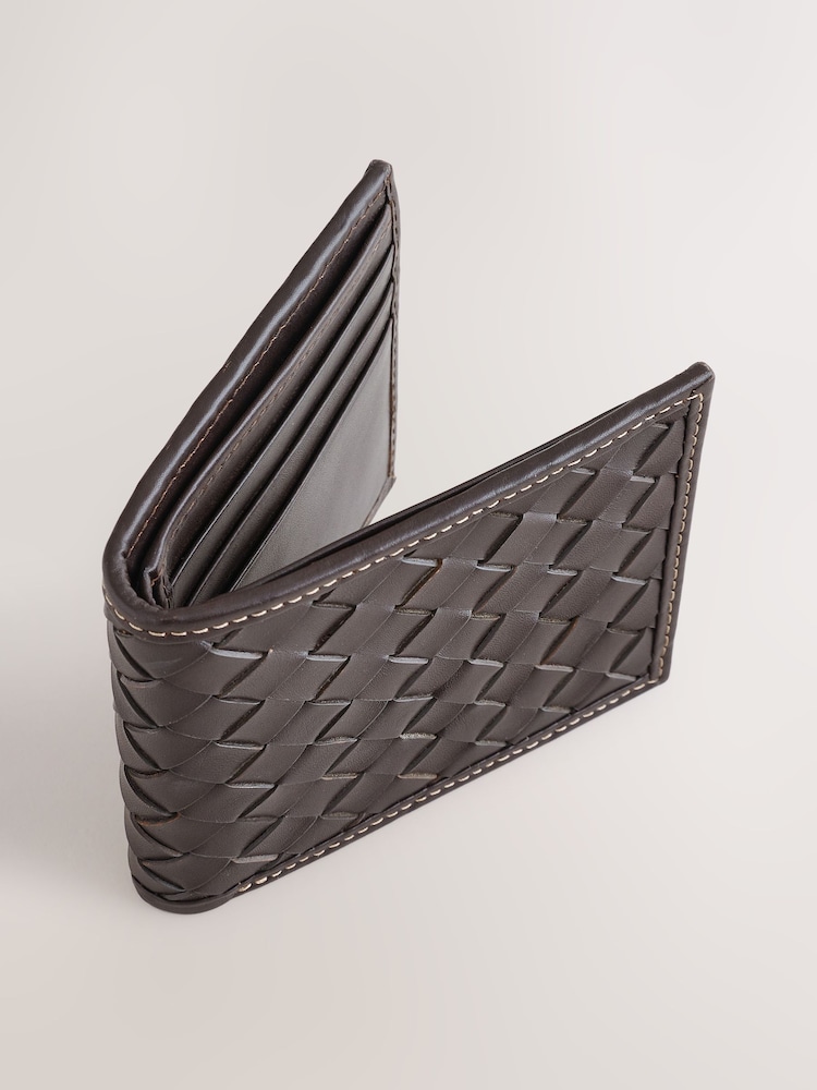 Brown Leather Woven Stitch Wallet - Image 2 of 4