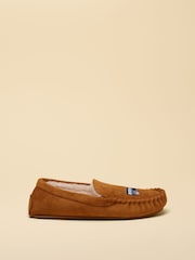 Joules Winchester Tan Brown Embroidered Moccasin Slipper - Image 3 of 7