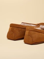 Joules Winchester Tan Brown Embroidered Moccasin Slipper - Image 4 of 7