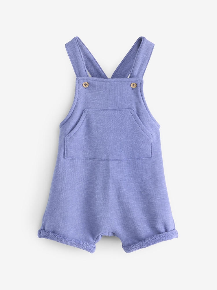 Benetton Baby Blue Short Terry Dungarees - Image 1 of 1