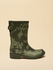 Joules Wistow Khaki Green Printed Adjustable Mid Calf Wellies - Image 3 of 6