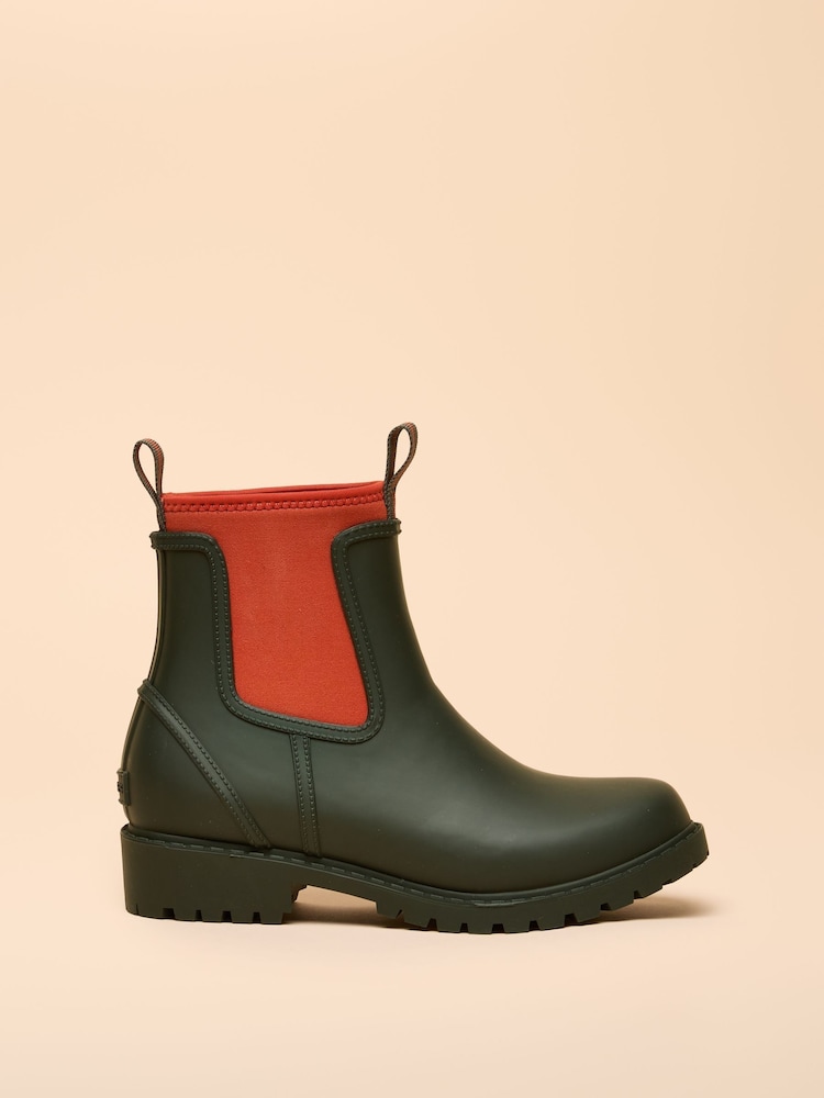 Joules Oakfield Green Short Neoprene Lined Wellies - Image 2 of 6