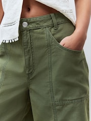 Khaki Green 100% Cotton Jort Shorts - Image 5 of 8