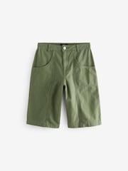 Khaki Green 100% Cotton Jort Shorts - Image 6 of 8