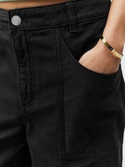 Black 100% Cotton Jort Shorts - Image 5 of 8
