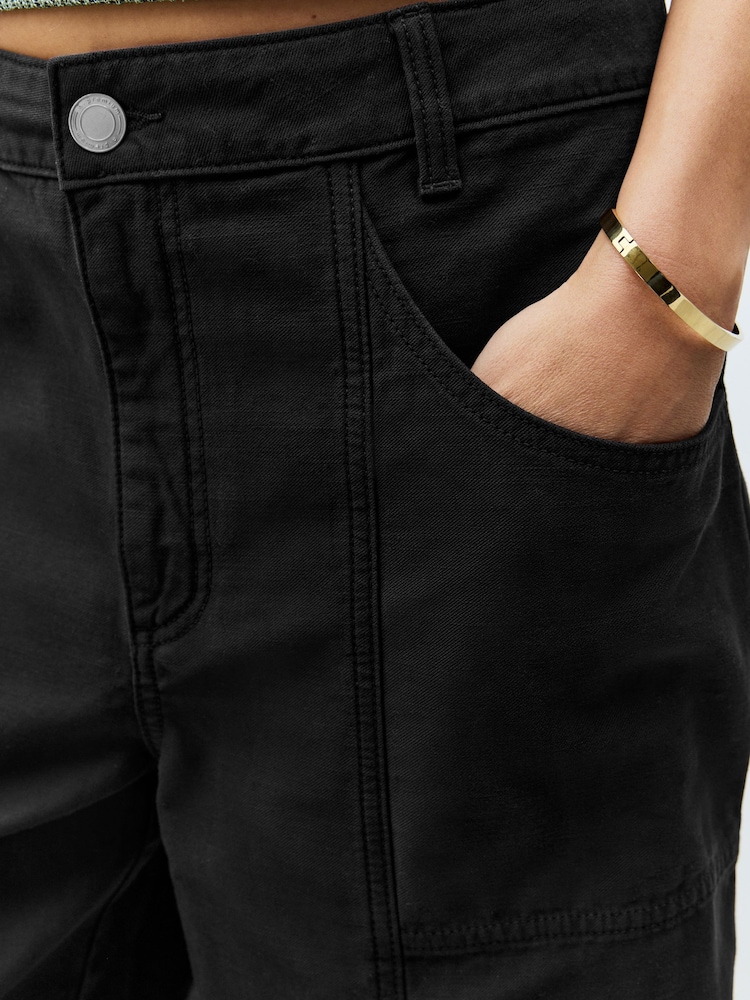 Black 100% Cotton Jort Shorts - Image 5 of 8