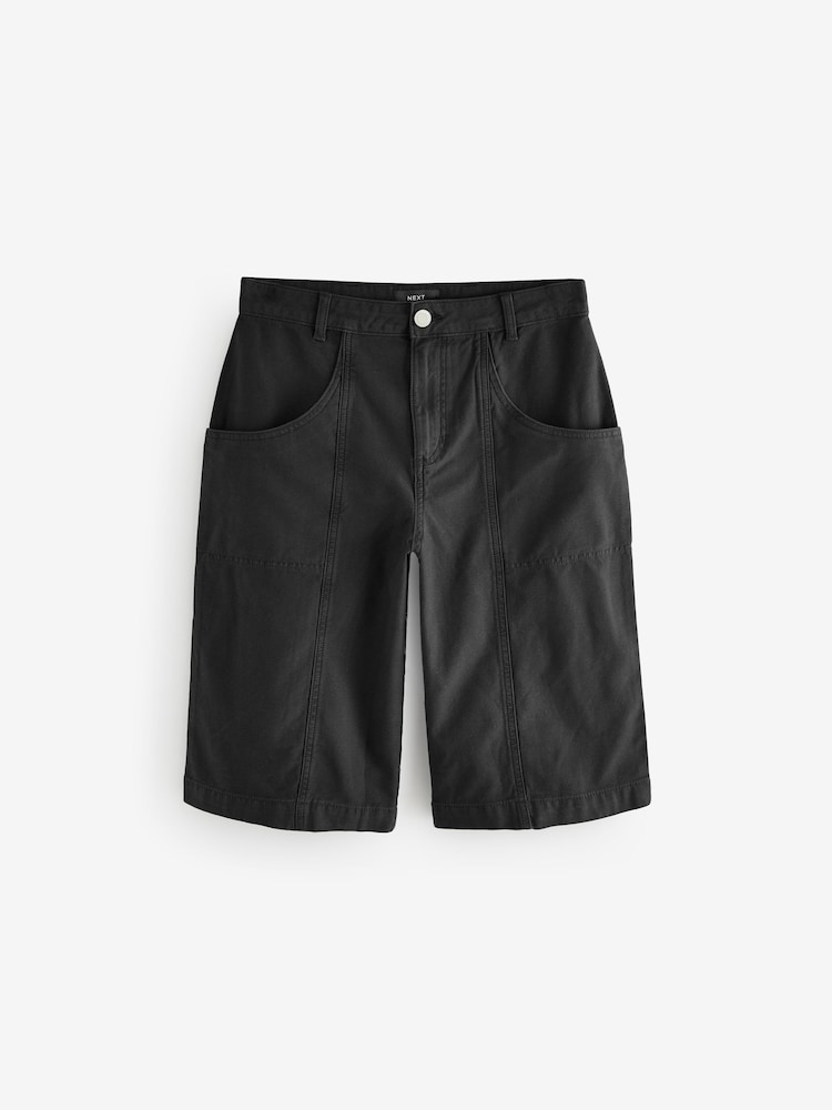 Black 100% Cotton Jort Shorts - Image 6 of 8