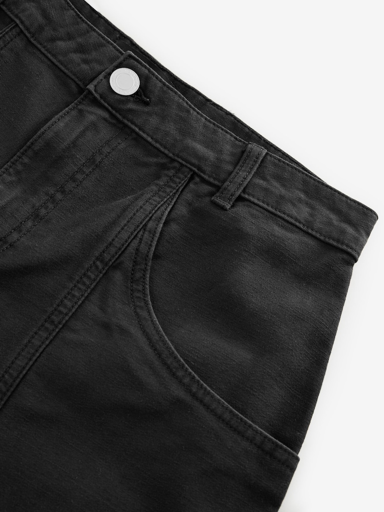 Black 100% Cotton Jort Shorts - Image 8 of 8