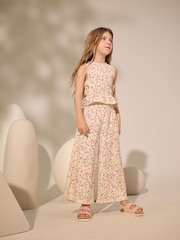 Ecru Floral Ditsy - Set aus Oberteil und Hose mit weitem Bein (3–16 J.) - Bild 1 von 4
