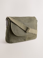 Green Wax Cotton Messenger Bag - Image 1 of 6
