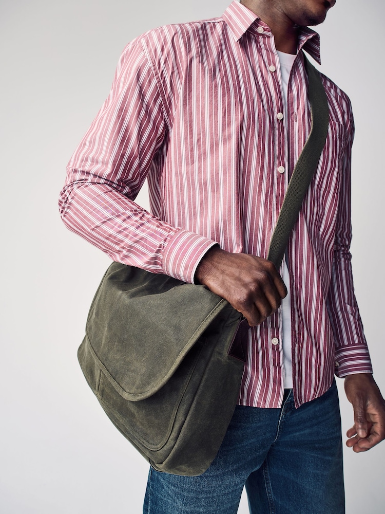 Green Wax Cotton Messenger Bag - Image 6 of 6