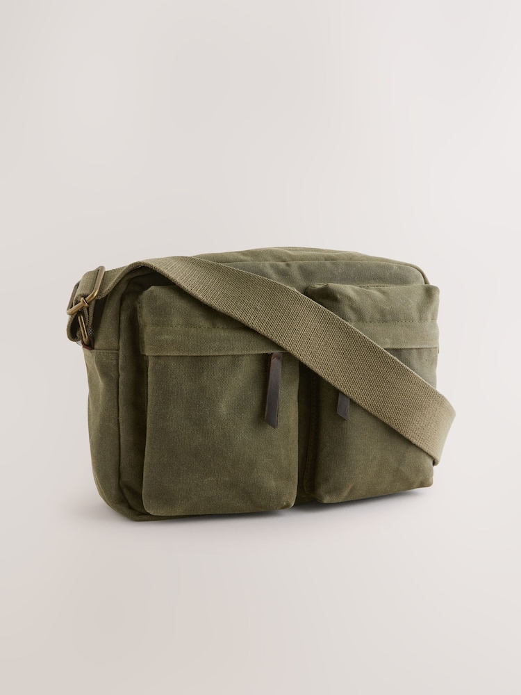 Green Wax Cotton Crossbody Bag - Image 1 of 5