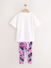 Black/Pink Graffiti T-Shirt And Sport Leggings Set (3-16yrs) - Image 2 of 5