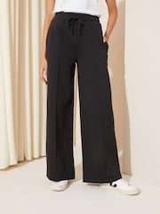 Friends Like These Black Jersey Wide Leg Trousers - Image 1 of 4