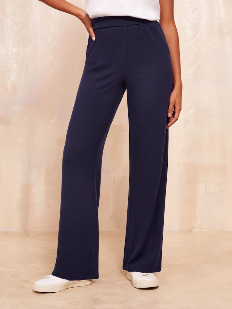 Friends Like These Navy Cosy Wide Leg Joggers - Image 1 of 4