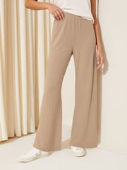 Friends Like These Natural Cosy Wide Leg Joggers - Image 1 of 4
