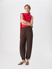Whistles Red Cowl Neck Silk Drape Top - Image 1 of 5