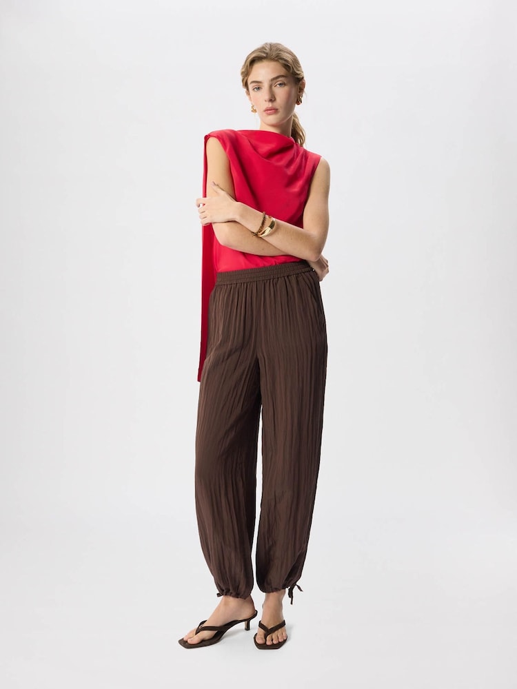 Whistles Red Cowl Neck Silk Drape Top - Image 1 of 5