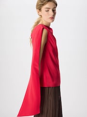 Whistles Red Cowl Neck Silk Drape Top - Image 2 of 5