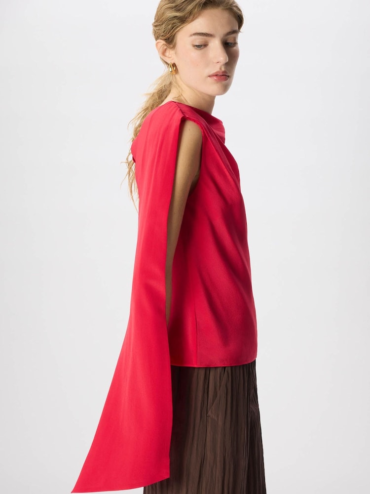 Whistles Red Cowl Neck Silk Drape Top - Image 2 of 5