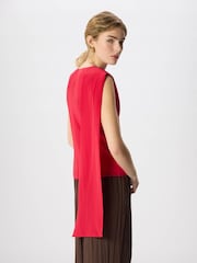 Whistles Red Cowl Neck Silk Drape Top - Image 4 of 5