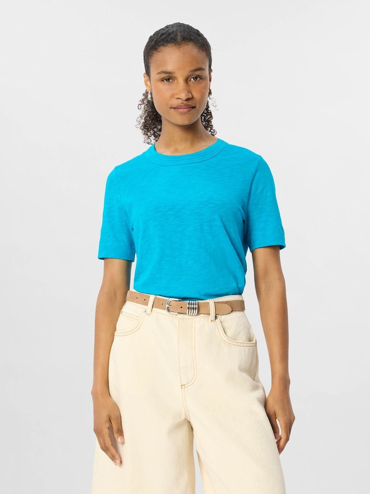 Whistles Blue Rosa Double Trim T-Shirt - Image 1 of 4 Whistles Blue Rosa Double Trim T-Shirt - Image 1 of 4