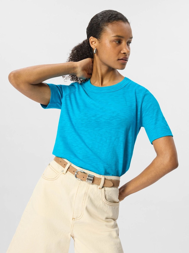 Whistles Blue Rosa Double Trim T-Shirt - Image 2 of 4 Whistles Blue Rosa Double Trim T-Shirt - Image 2 of 4