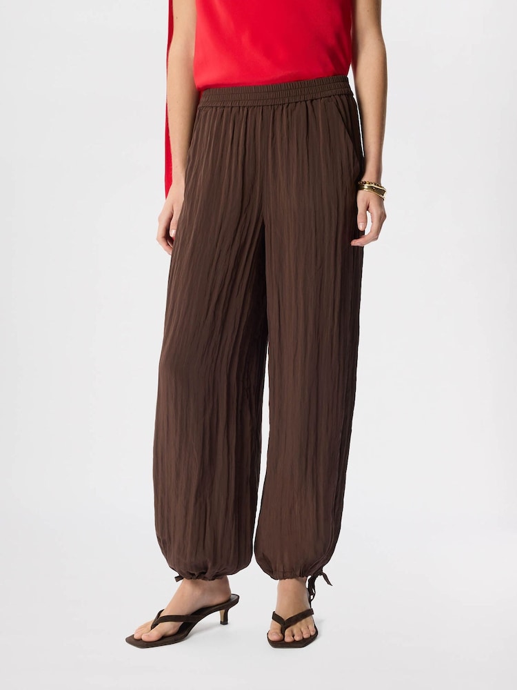 Whistles Brown Relaxed Tie Hem Trousers - Image 1 of 7