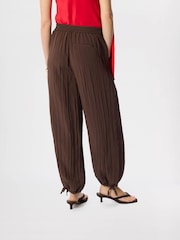 Whistles Brown Relaxed Tie Hem Trousers - Image 5 of 7
