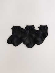 Black 5 Pack Cotton Rich Ruffle Ankle Socks - Image 1 of 3