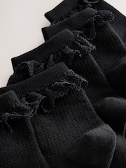 Black 5 Pack Cotton Rich Ruffle Ankle Socks - Image 2 of 3