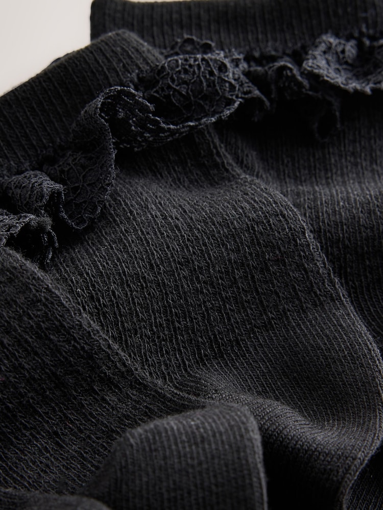 Black 5 Pack Cotton Rich Ruffle Ankle Socks - Image 3 of 3 Black 5 Pack Cotton Rich Ruffle Ankle Socks - Image 3 of 3