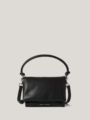 Jigsaw Black Leather Soft Padded Cross-Body Bag - Image 1 of 7