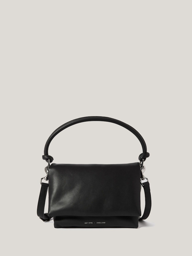 Jigsaw Black Leather Soft Padded Cross-Body Bag - Image 1 of 7