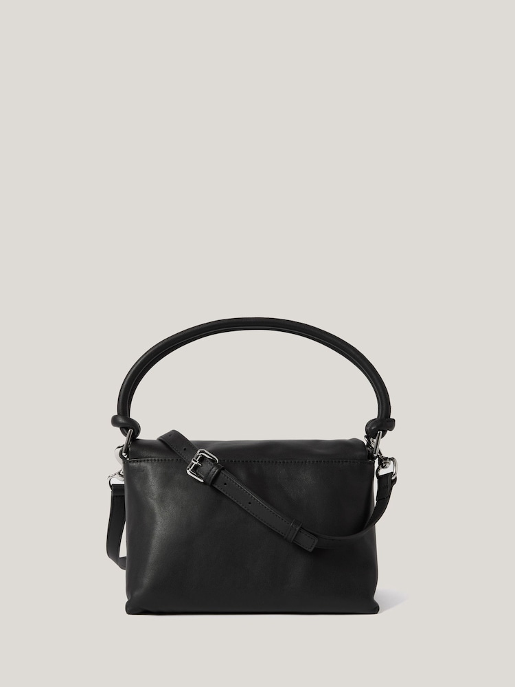 Jigsaw Black Leather Soft Padded Cross-Body Bag - Image 2 of 7