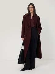 Jigsaw Red Wool Double Breasted Overcoat - Image 3 of 6