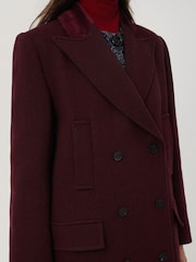 Jigsaw Red Wool Double Breasted Overcoat - Image 4 of 6