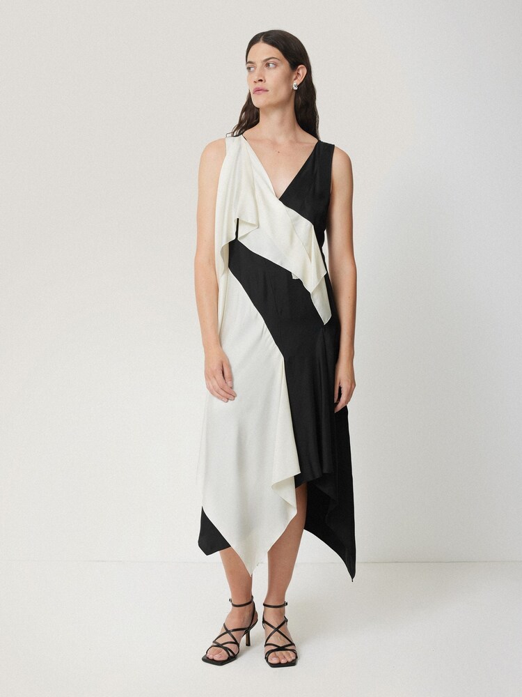 Jigsaw Black Sculptural Pure Silk Dress - Image 1 of 7