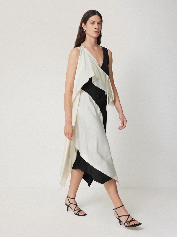 Jigsaw Black Sculptural Pure Silk Dress - Image 2 of 7