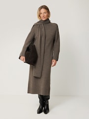Jigsaw Brown Soft Wool Scarf Jumper Dress - Image 1 of 7