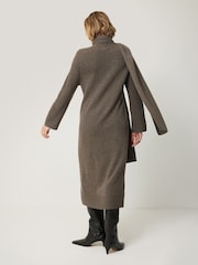Jigsaw Brown Soft Wool Scarf Jumper Dress - Image 5 of 7