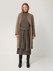 Jigsaw Brown Soft Wool Scarf Jumper Dress - Image 6 of 7