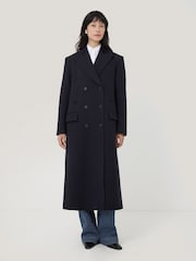 Jigsaw Blue Wool Double Breasted Overcoat - Image 1 of 7