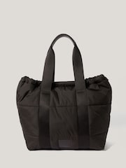 Jigsaw Brown Nylon Quilted Drawstring Tote Bag - Image 3 of 6